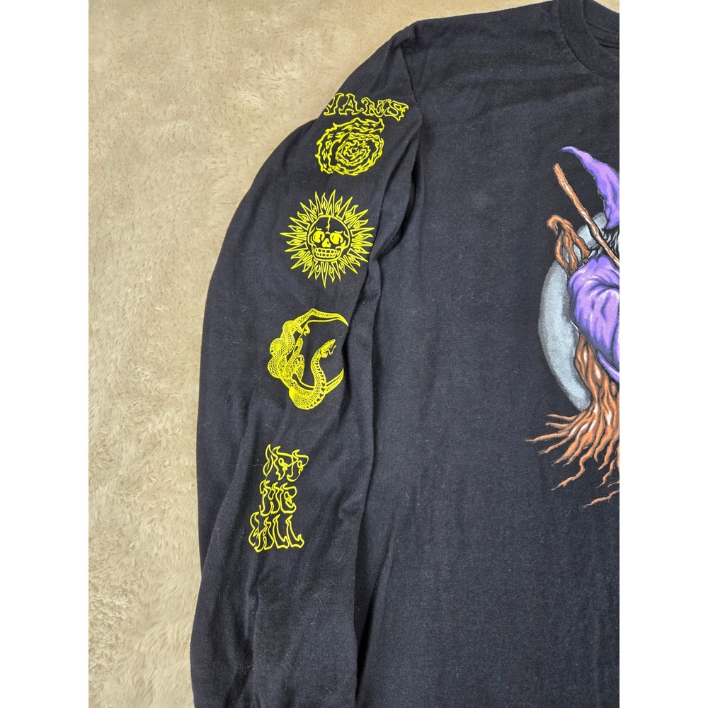 Vans Classic Fit Long Sleeve T Shirt Mens Small Graphic Wizard Moon Print Black - Picture 3 of 12